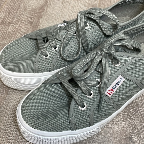 Superga Platform Sneakers 2790 Gray Canvas (EU37) 6.5 - Picture 12 of 15